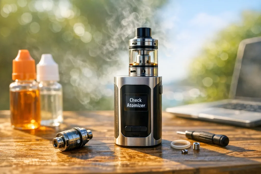Ma cigarette électronique affiche Check Atomizer : causes, solutions et gestes simples à tester